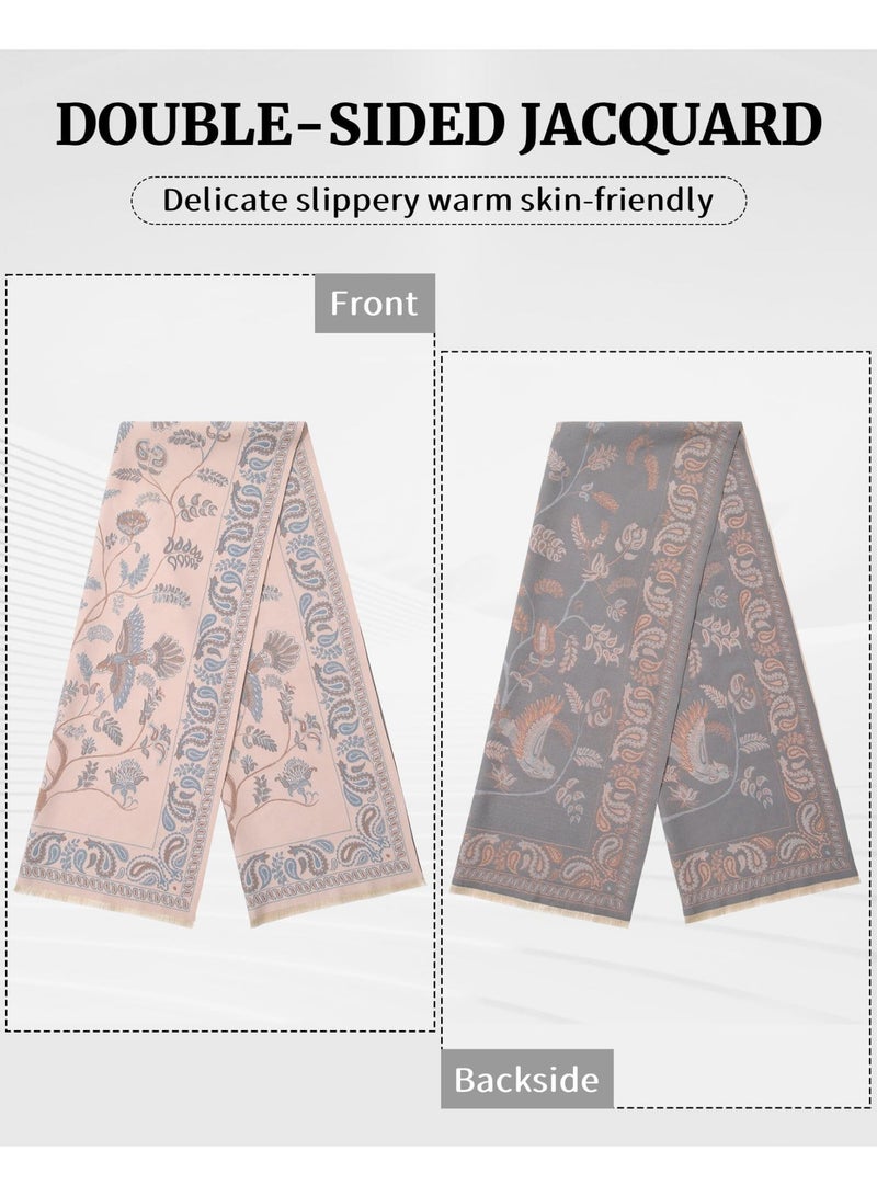 أوشيما شال باشمينا ملفوفات للنساء ، وشاح عطلة عكسية هدايا وشاح زهرة الكاجو الشتاء دافئ الشهال الكبيرة ، وشمال باشمينا الشتاء وملففات للنساء الناعمة الإضافية شال وملففات للفساتين المسائية - Image 5